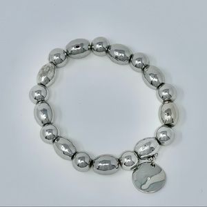 Chico’s Silver Tone Stretch Bead Bracelet